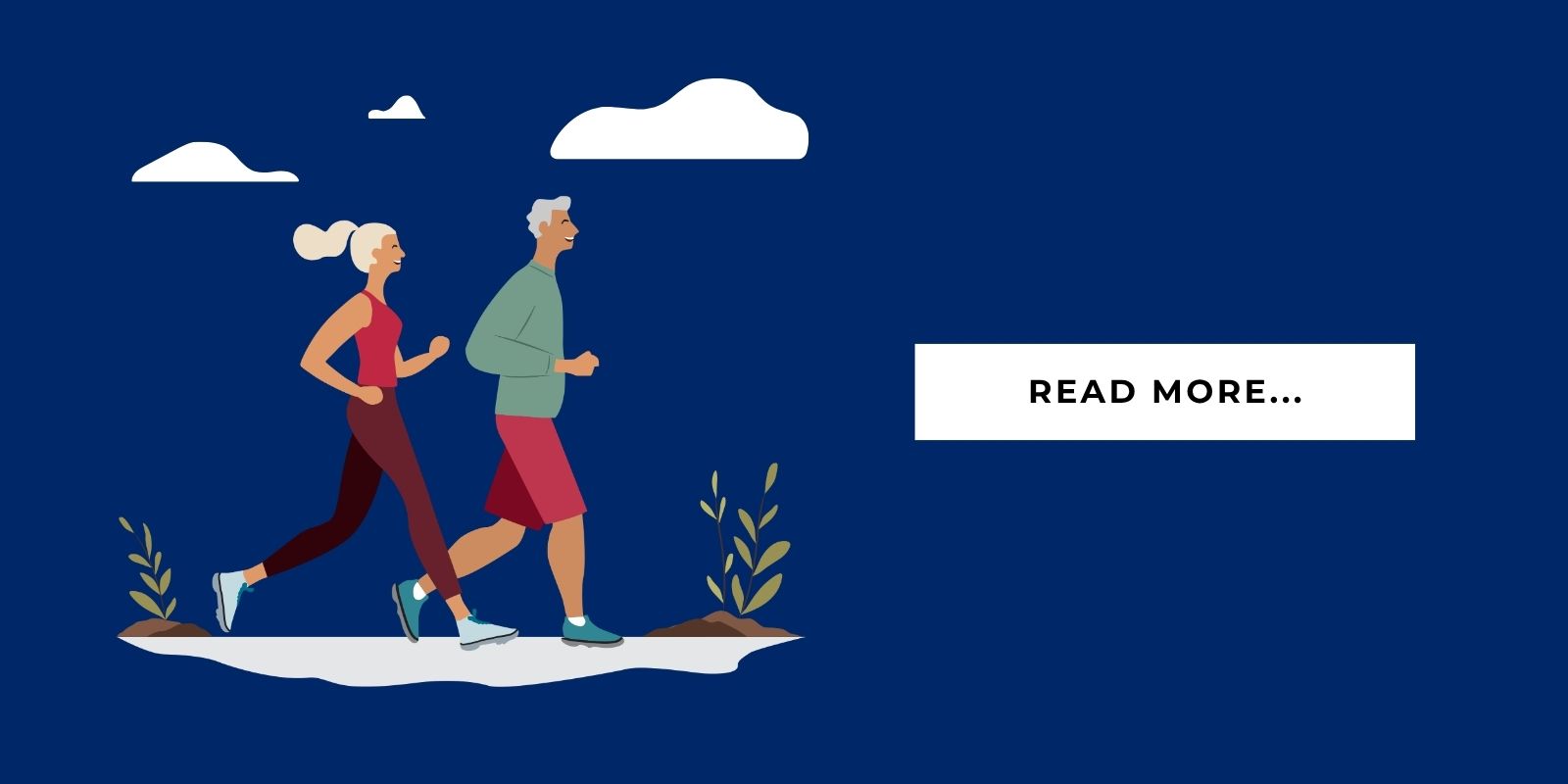 Blog Header Illustration of two seniors jogging and it says 'read more'
